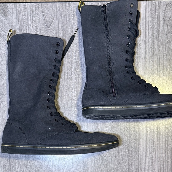 Dr. Martens Shoes - Dr. Martens Black Lace-Up Mid-Calf Boots with Side Zipper